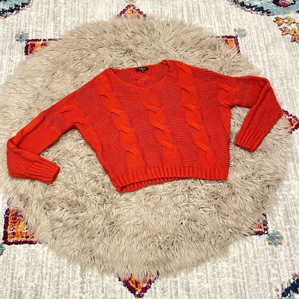 Lulus chunky oversized orange sweater small